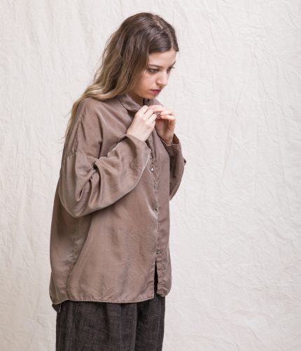 SILK SHORT COLLAR SHIRT